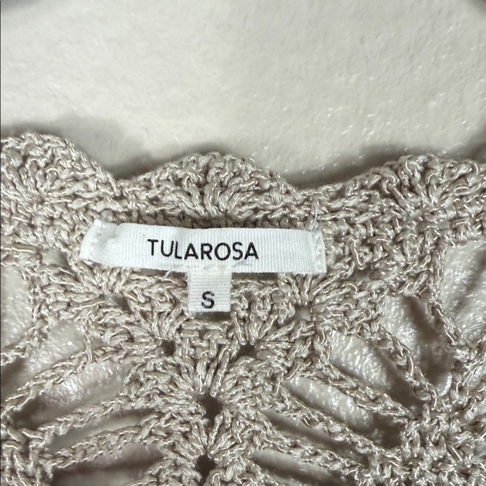 Tularosa Aver Crochet Maxi Cardigan Sweater Duster Beige Long Sleeve - Picture 7 of 9